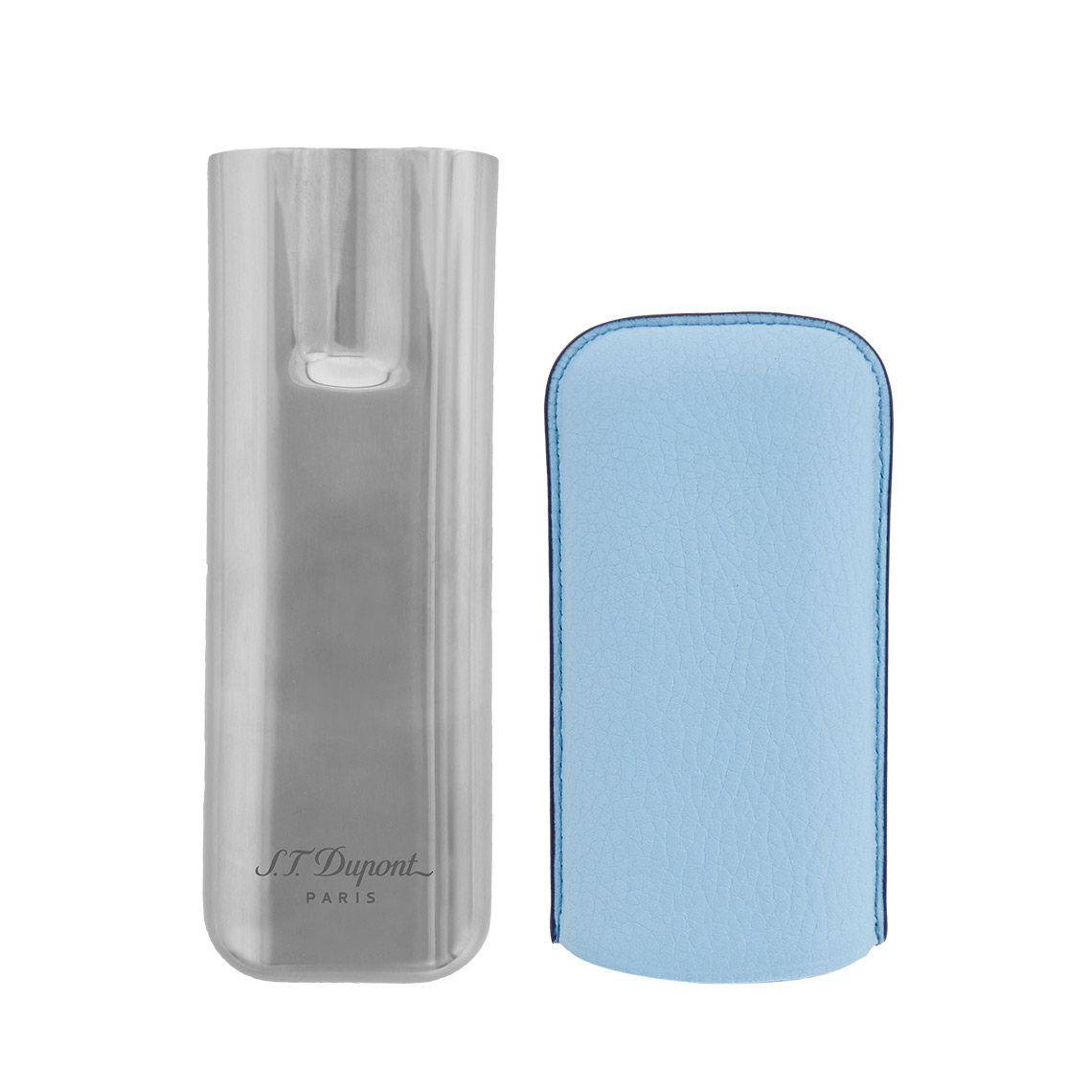 TURQUOISE GRAINED AND CHROME DOUBLE CIGAR CASE